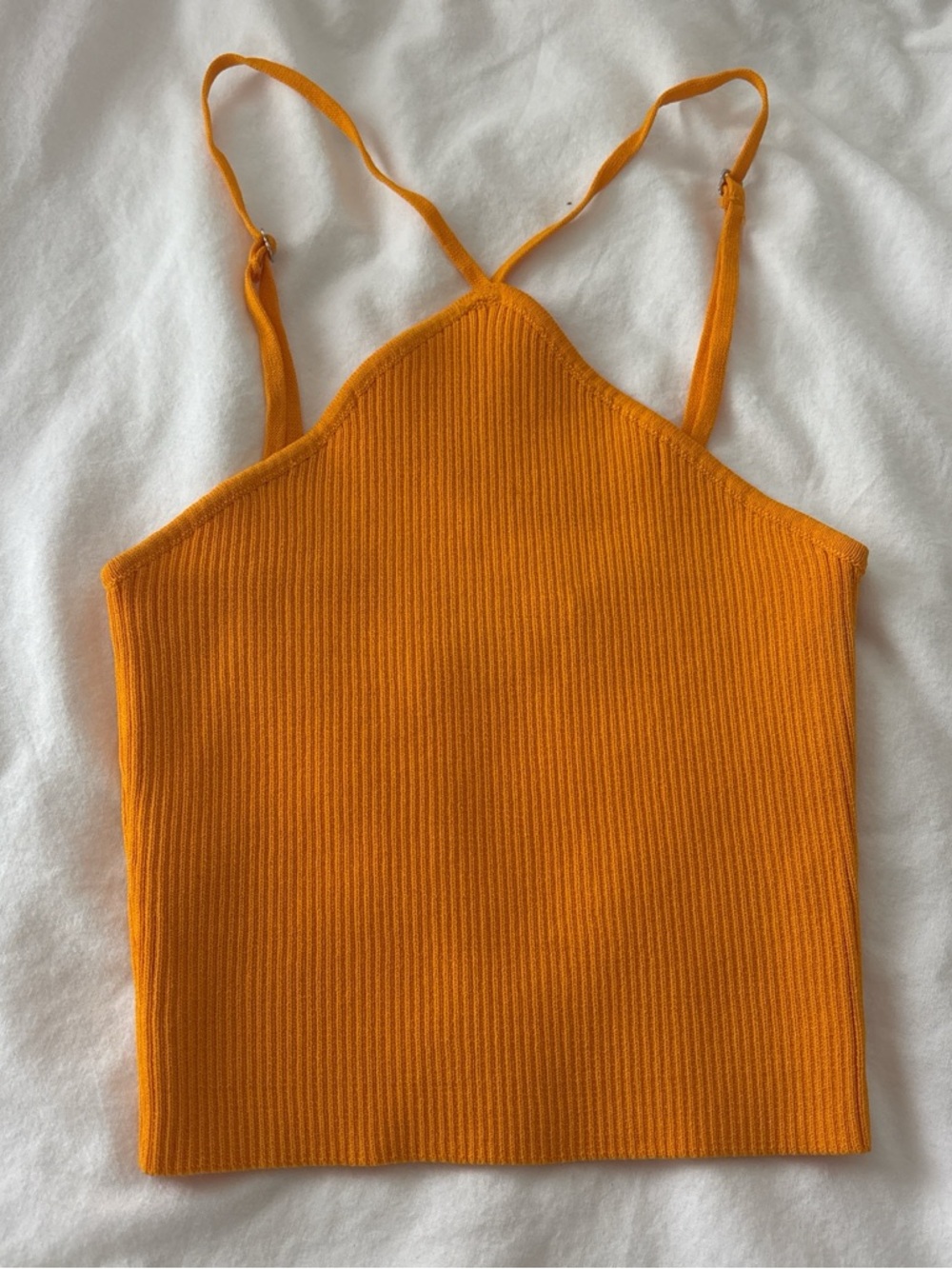 Princess Polly Orange Ribbed Halter Crop Top